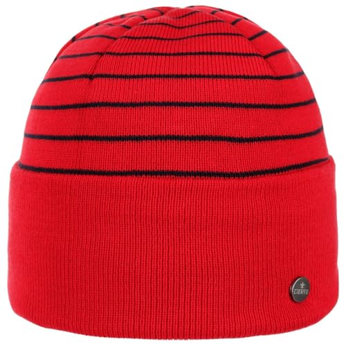 LIERYS Organic Cotton Umschlagmütze Beanie Stricklook Nachhaltige Baumwollmütze Unisex Herbst Winter rot One Size von LIERYS