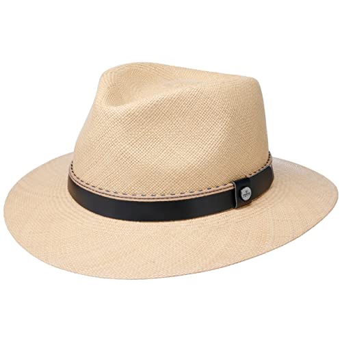 LIERYS Orlandeno Traveller Panamahut Strohhut Panamastrohhut Sommerhut Sonnenhut Strandhut Damen/Herren - Made in Italy mit Lederband, Lederband Frühling-Sommer - XL (60-61 cm) Natur von LIERYS