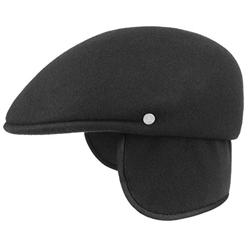 LIERYS Outdoor Flatcap mit Ohrenklappen Herren - Unifarbene Schiebermütze Made in Italy - Newsboy Cap wasserabweisend - Schirmmütze Herbst/Winter schwarz XL (60-61 cm) von LIERYS