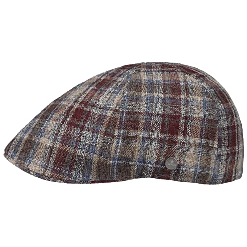 LIERYS Pavelo Linen Check Flatcap - Karierte Schiebermütze - Made in EU - Vielseitige Herrenkappe für alle Jahreszeiten rot M (56-57 cm) von LIERYS