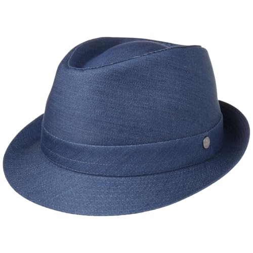 LIERYS Payato Jeans Denim Trilby Hut Damen Herren Baumwollhut mit Innenfutter Made in Italy Denim S (54-55 cm) von LIERYS