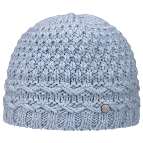 LIERYS Pinea Beanie Strickmütze Damen (mit Schurwolle und Alpakawolle) - Mütze Made in Germany - One Size Wintermütze im gestrickten Design (54-60 cm) - Beaniemütze Herbst/Winter (54-60, hellblau) von LIERYS