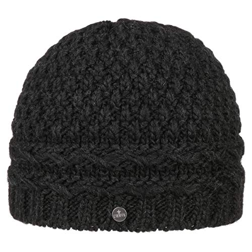 LIERYS Pinea Beanie Strickmütze Damen (mit Schurwolle und Alpakawolle) - Mütze Made in Germany - One Size Wintermütze im gestrickten Design (54-60 cm) - Beaniemütze Herbst/Winter schwarz One Size von LIERYS