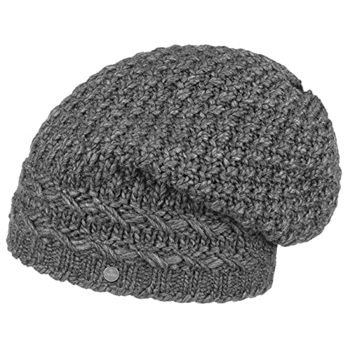 LIERYS Pinea Strickmütze mit Fleecefutter Damen/Herren - Wintermütze mit Alpakawolle und Schurwolle - Wollmütze Made in Germany - Oversize-Beanie Herbst/Winter - anthrazit One Size von LIERYS
