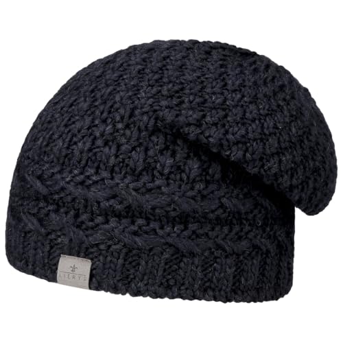 LIERYS Pinea Strickmütze mit Fleecefutter Damen/Herren - Wintermütze mit Alpakawolle und Schurwolle - Wollmütze Made in Germany - Oversize-Beanie Herbst/Winter - dunkelblau One Size von LIERYS