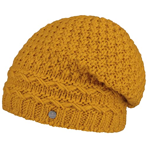 LIERYS Pinea Strickmütze mit Fleecefutter Damen/Herren - Wintermütze mit Alpakawolle und Schurwolle - Wollmütze Made in Germany - Oversize-Beanie Herbst/Winter - senf One Size von LIERYS