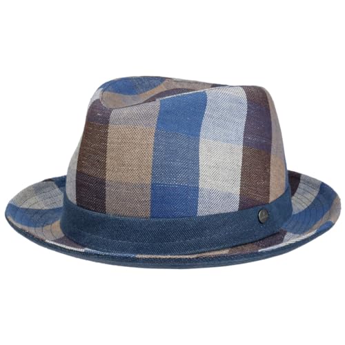 LIERYS Player Karo Stoffhut - Karierter Hut - Pork-Pie-Design - Kariert & Mehrfarbig - Made in Italy - Herren - Frühjahr/Sommer blau XL (60-61 cm) von LIERYS