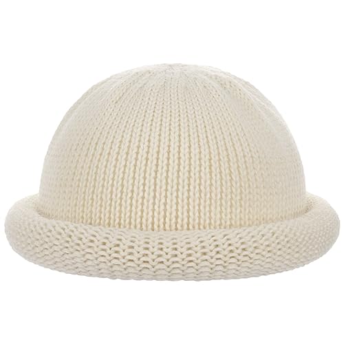 LIERYS Rollrandmütze für Damen/Herren - Dockermütze aus Schurwolle - Mütze Made in Germany - Beanie Herbst/Winter - Funktionale Strickmütze - Wollmütze cremeweiß One Size von LIERYS