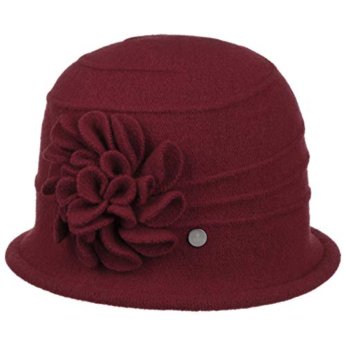 LIERYS Romina Cloche Wollhut - Hut - Elegante Form - Damen - Glockenhut mit Blütenapplikation - Herbst/Winter - Made in The EU Bordeaux One Size von LIERYS