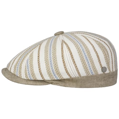 LIERYS Savoca Flatcap - Gestreifte Mütze - Schirmmütze im Streifenlook - Sommerliche Kappe aus Baumwolle und Leinen - Made in Italy - Herren - Frühjahr/Sommer beige L (58-59 cm) von LIERYS