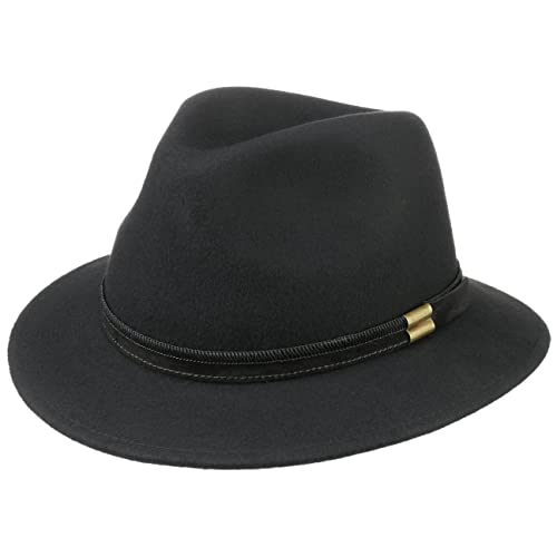 LIERYS Small Brim Traveller Herrenhut - Eleganter Filzhut - Made in Italy - Wasserabweisender Hut für Herbst/Winter schwarz 61 cm von LIERYS