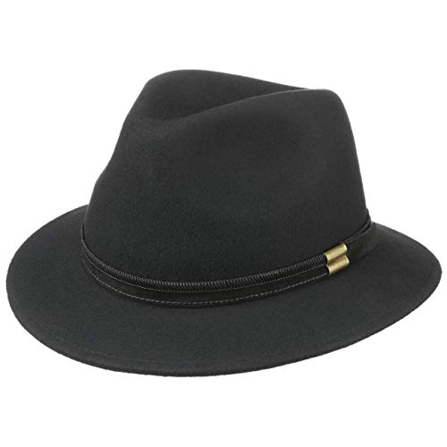 LIERYS Small Brim Traveller Herrenhut - Eleganter Filzhut - Made in Italy - Wasserabweisender Hut für Herbst/Winter schwarz 56 cm von LIERYS