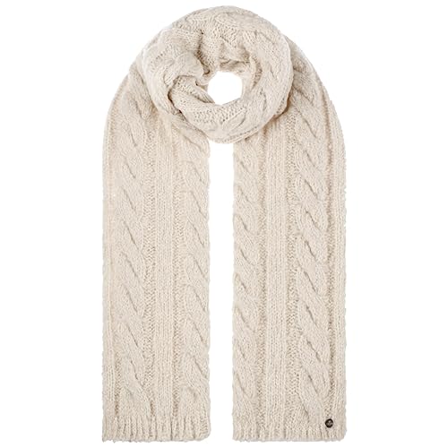 LIERYS Soft Merino Strickschal Damen One Size (ca. 180 cm x 30 cm) - Schal mit hohem Merinowoll-Anteil - einfarbiger Damenschal - Herbst/Winter cremeweiß One Size von LIERYS