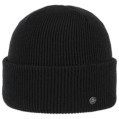 LIERYS Strickmütze mit Umschlag - Unisex - Winter-Beanie aus Schurwollmix - Made in Germany - Damen/Herren - Herbst/Winter schwarz One Size von LIERYS