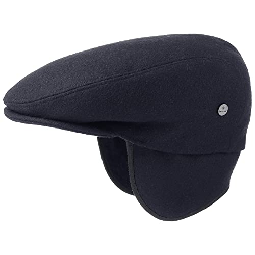 LIERYS Teflon Flatcap mit Ohrenklappen Damen Herren Made in Italy Wollmütze Wasserabweisend Gefüttert Herbst Winter blau 62 cm von LIERYS