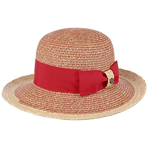 LIERYS Tilla Strohhut - Glockenform - Natur-roter Hut (55-56 cm) - Sommerhut mit Ripsband - Leicht & elegant - Damen - Made in Italy - Frühjahr/Sommer Natur-rot S (55-56 cm) von LIERYS