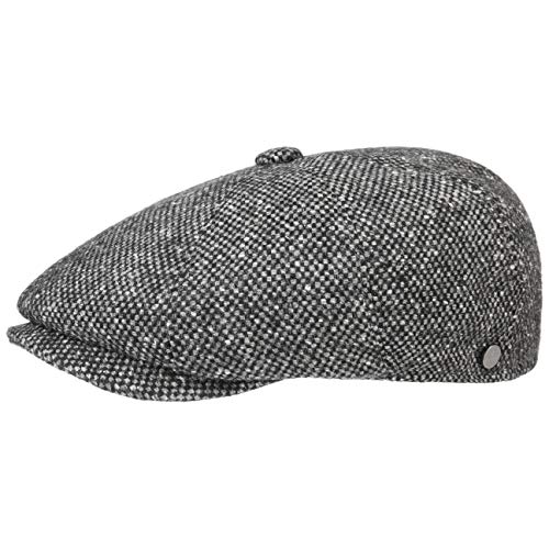 LIERYS Tweed Winter Schirmmütze Damen/Herren - Flatcap Made in Italy - Mütze mit Schurwolle - melierte Wintermütze mit Innenfutter - Flat Cap Herbst/Winter - Schiebermütze schwarz L (58-59 cm) von LIERYS