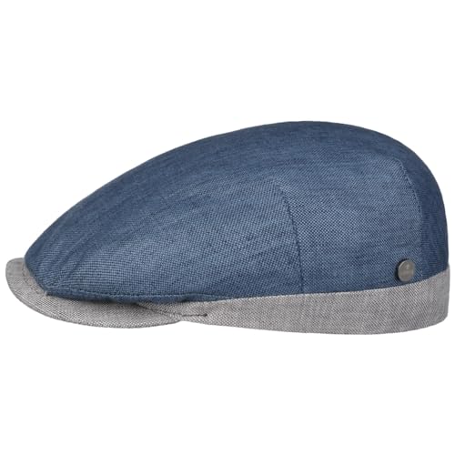 LIERYS Twotone Contrast Leinen Flatcap Zweifarbige Mütze Elegantes Design Schiebermütze Stofffutter Made in Italy Herren Frühjahr Sommer blau 56 cm von LIERYS