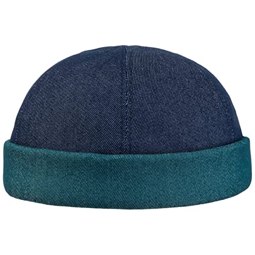 LIERYS Twotone Dockermütze Herren Handmade in Italy Dockercap mit hohem Anteil Baumwolle 2-farbig Frühjahr Sommer Denim S (54-55 cm) von LIERYS