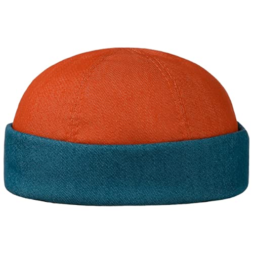 LIERYS Twotone Dockermütze Herren Handmade in Italy Dockercap mit hohem Anteil Baumwolle 2-farbig Frühjahr Sommer orange L (58-59 cm) von LIERYS