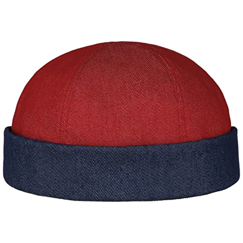 LIERYS Twotone Dockermütze Baumwollmütze Dockercap Skullcap Herren - Made in Italy mit Umschlag, Docker, Docker Frühling-Sommer - L (58-59 cm) rot von LIERYS