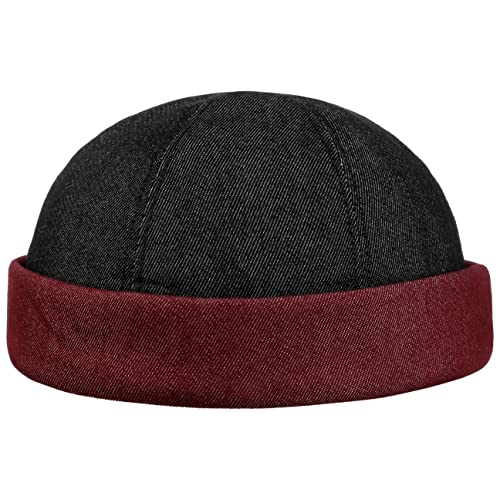 LIERYS Twotone Dockermütze Herren Handmade in Italy Dockercap mit hohem Anteil Baumwolle 2-farbig Frühjahr Sommer schwarz XL (60-61 cm) von LIERYS
