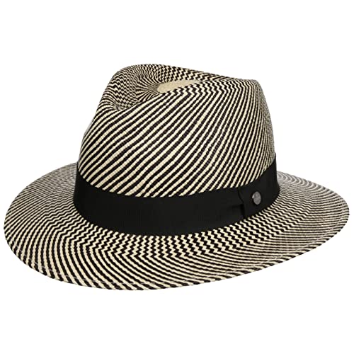 LIERYS Twotone Stripes Traveller Panamahut - Zweifarbiges Design - Sommerhut mit UV-Schutz 50+ - Unisex - Frühjahr/Sommer - Made in Ecuador Ecuador Natur-schwarz L (59-60 cm) von LIERYS