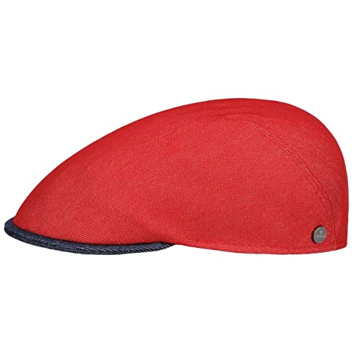 LIERYS Twotone Summer II Flatcap - Schiebermütze Baumwollmix - Made in Italy - Herren Frühjahr/Sommer Cap mit Stretchfutterband rot L (58-59 cm) von LIERYS