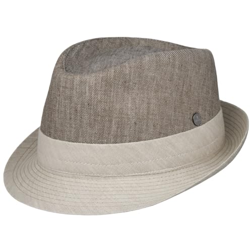 LIERYS Twotone Trilby Stoffhut - Eleganter Sonnenhut - Baumwolle-Leinen-Mix - Damen Herren - Frühjahr Sommer beige L (58-59 cm) von LIERYS