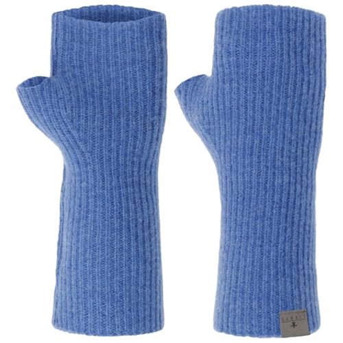 LIERYS Uni Merino Stulpen - Armwärmer aus Merinowolle - Pulswärmer Damen für Herbst/Winter - Fingerfrei - Made in Germany blau One Size von LIERYS