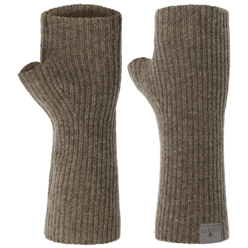 LIERYS Uni Merino Stulpen - Armwärmer aus Merinowolle - Pulswärmer Damen für Herbst/Winter - Fingerfrei - Made in Germany dunkelbeige One Size von LIERYS