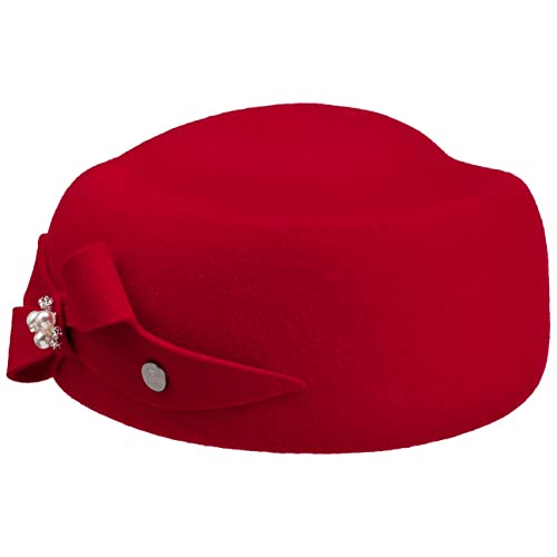 LIERYS Valija Pillbox Wollhut Einfarbige Mütze 100% Wolle Elegante Form Anlasshut Damen Made in Italy Herbst Winter rot One Size von LIERYS