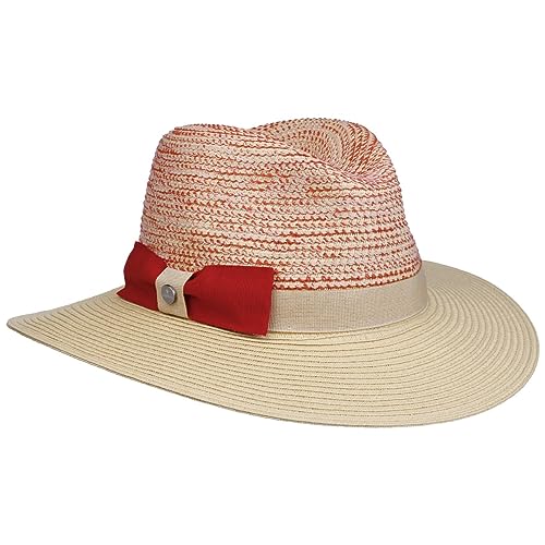 LIERYS Vanora Schlapphut - Strohhut für Damen - Rot-Beiger Hut - Sommerhut mit Ripsband - Einheitsgröße Frühjahr/Sommer beige One Size von LIERYS