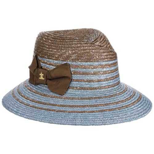LIERYS Viarella Strohhut Traveller Form Hut mit Schleife Sonnenhut Damen Made in Italy Frühjahr Sommer blau One Size von LIERYS