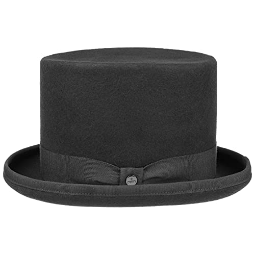 LIERYS Wollfilz Zylinder Hut Herren - Hochzeitshut Made in Italy - Herrenhut mit Satinfutter - Bräutigamshut Sommer/Winter schwarz 57 cm von LIERYS
