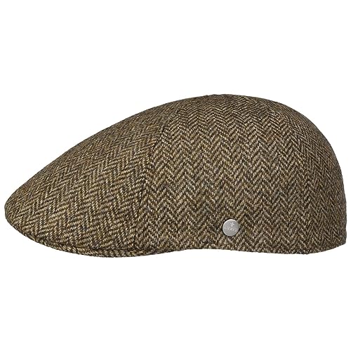 LIERYS Wool Flatcap Schiebermütze Fischgratdesign Herren Winter beige 56 cm von LIERYS