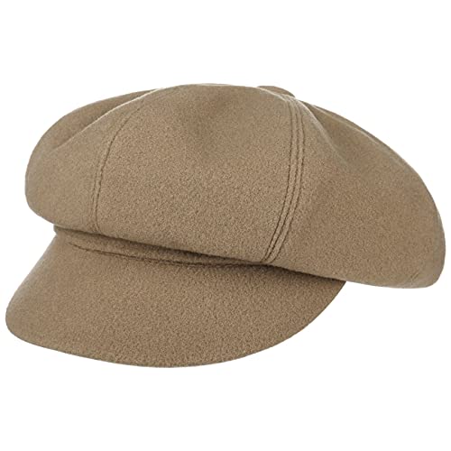 LIERYS Damen Bakerboy Wollmütze - Elegantes Design - Newsboy Cap mit Schirm - Made in Europe - Kollektion Herbst/Winter Dunkelbeige 56 cm von LIERYS