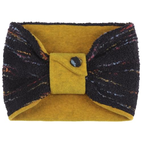 LIERYS Yasima Bouclé Loopschal Damen – Made in Italy – Handmade – Winterschal aus Wolle – Geschlossener und gemusterter Rundschal – Warmer Damenschal - Herbst/Winter gelb One Size von LIERYS