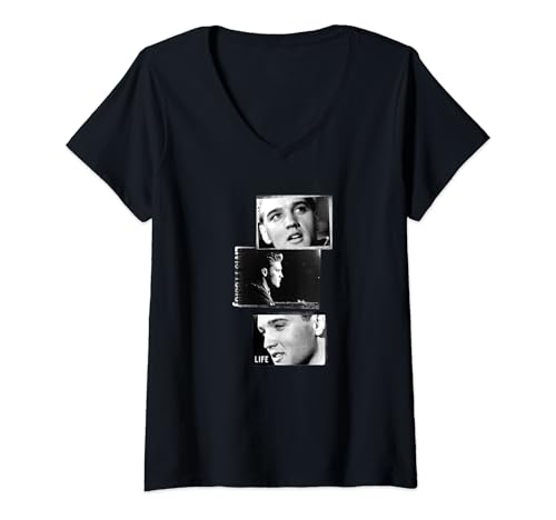 Damen LIFE Bildersammlung _ Elvis Presley 07 T-Shirt mit V-Ausschnitt Damen LIFE Bildersammlung _ Elvis Presley 07 T-Shirt mit V-Ausschnitt von LIFE Bildersammlung