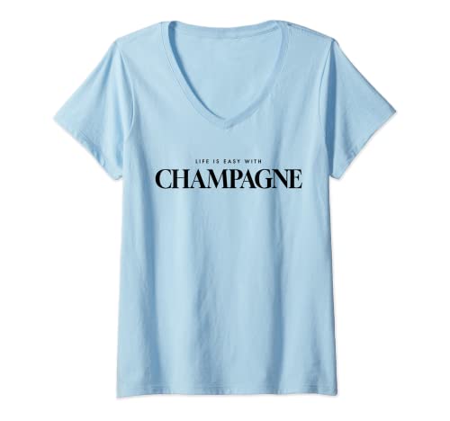Damen LIFE IS EASY WITH CHAMPAGNE X Champagner Liebe Fun T-Shirt mit V-Ausschnitt Damen LIFE IS EASY WITH CHAMPAGNE X Champagner Liebe Fun T-Shirt mit V-Ausschnitt von LIFE IS EASY WITH CHAMPAGNE X Liebhaber Fan