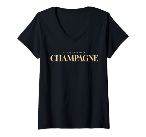 Damen LIFE IS EASY WITH CHAMPAGNE X Champagner Liebe Fun T-Shirt mit V-Ausschnitt Damen LIFE IS EASY WITH CHAMPAGNE X Champagner Liebe Fun T-Shirt mit V-Ausschnitt von LIFE IS EASY WITH CHAMPAGNE X Liebhaber Fan