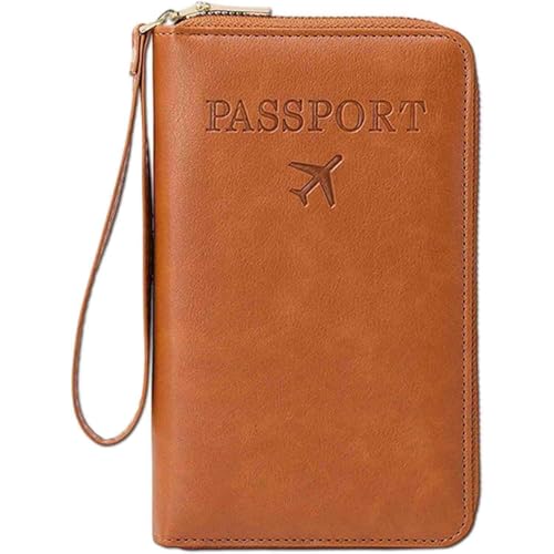 LIFECOSM Rowgins Multi-Functional RFID Passport Wallet, Passport Holder for Travel Essentials, Secure Id Card Organizer with Anti-Theft Protection for Women and Men (Brown) von LIFECOSM