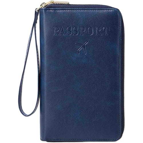 LIFECOSM Rowgins Multi-Functional RFID Passport Wallet, Passport Holder for Travel Essentials, Secure Id Card Organizer with Anti-Theft Protection for Women and Men (Dark Blue) von LIFECOSM