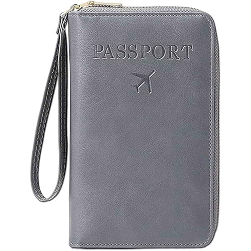 LIFECOSM Rowgins Multi-Functional RFID Passport Wallet, Passport Holder for Travel Essentials, Secure Id Card Organizer with Anti-Theft Protection for Women and Men (Gray) von LIFECOSM
