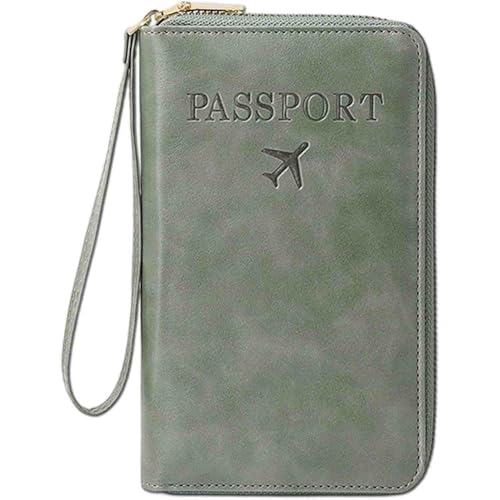 LIFECOSM Rowgins Multi-Functional RFID Passport Wallet, Passport Holder for Travel Essentials, Secure Id Card Organizer with Anti-Theft Protection for Women and Men (Green) von LIFECOSM
