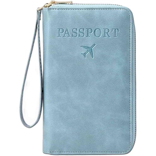 LIFECOSM Rowgins Multi-Functional RFID Passport Wallet, Passport Holder for Travel Essentials, Secure Id Card Organizer with Anti-Theft Protection for Women and Men (Sky Blue) von LIFECOSM
