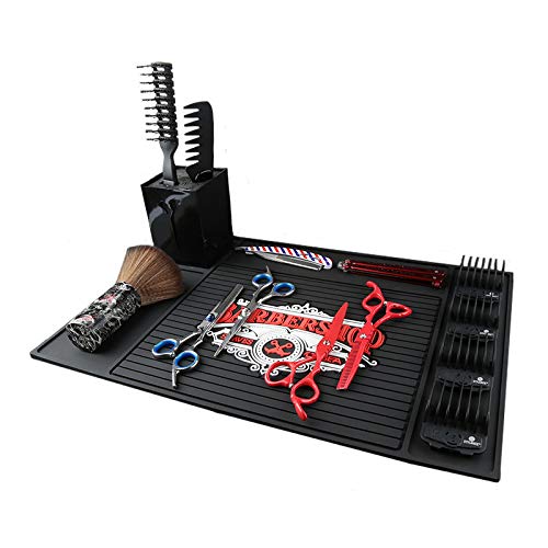LIFEDYLUK Barber Station Matte 45 x 30cm, Magnetische Friseurstation Matte, Anti Rutsch Barber Organizer Mat, Silikon Friseur Tischmatte Pad for Professionelle Salon Hair Tools von LIFEDYLUK