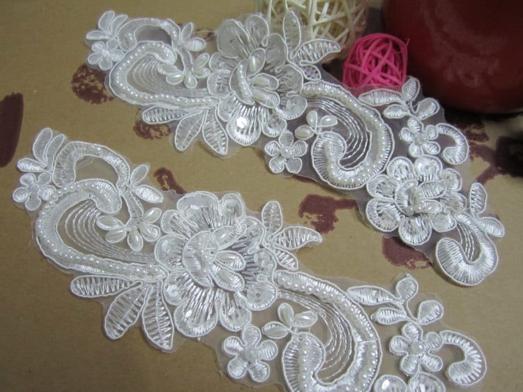 2 Stück Perlen Und Pailletten Spitze Applikation, Diy Zubehör, Hochzeit Haar-Accessoires von LIFEOFLACE