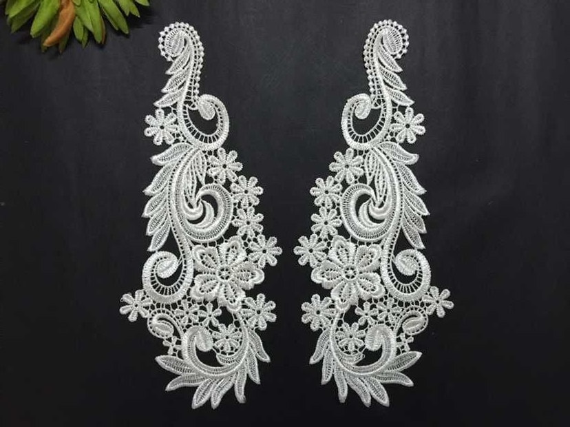 Ein Paar Elfenbein Wasser Lösliche Spitze Applikation Hochzeit Diy von LIFEOFLACE