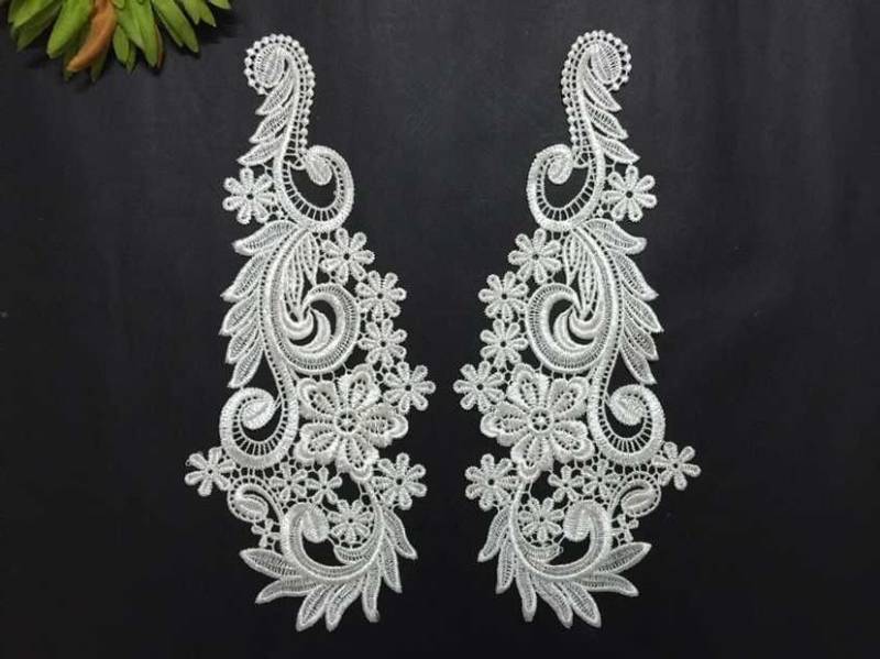 Ein Paar Elfenbein Wasser Lösliche Spitze Applikation Hochzeit Diy von LIFEOFLACE